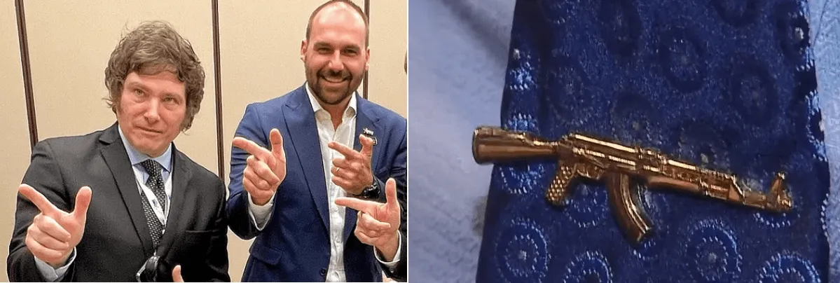 milei-bolsonaro-hijo-corbata-armas