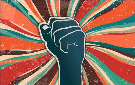 151487150-puño-levantado-en-protesta-o-levantamiento-popular-concepto-de-revolución-y-lucha-social