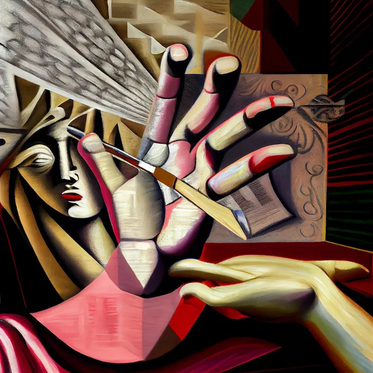 pintura-mujer-cuchillo-abanico-mano-generativo-ai_925897-52957