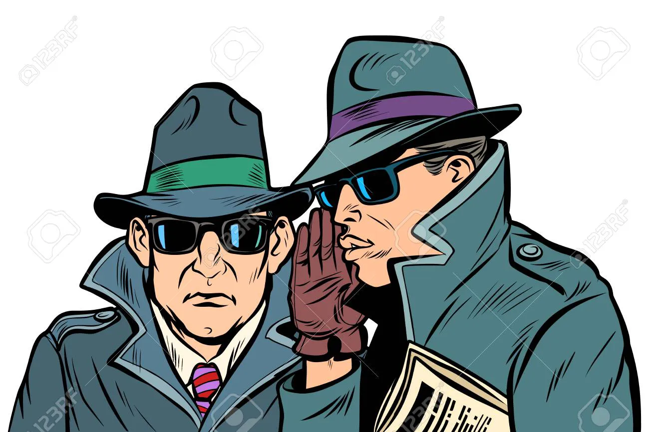 126762021-dos-agentes-secretos-susurrando-dibujo-de-ilustración-de-vector-retro-de-dibujos-animados-cómic-pop