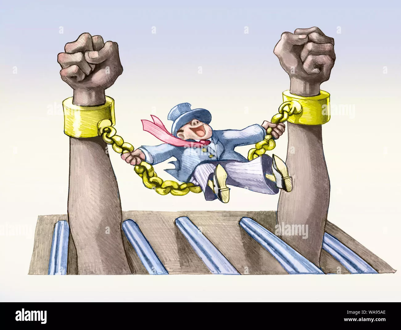 ricos-columpios-en-las-cadenas-de-un-esclavo-alegoria-de-la-explotacion-de-los-pobres-lapiz-dibuja-wa95ae