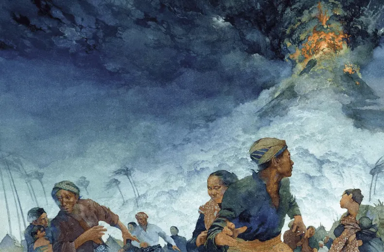 Erupcion-del-volcan-Tambora-en-Indonesia-1815.-Ilustracion-de-Greg-Harlin-y-Wood-Ronsaville-Harlin-revista-Smithsonian