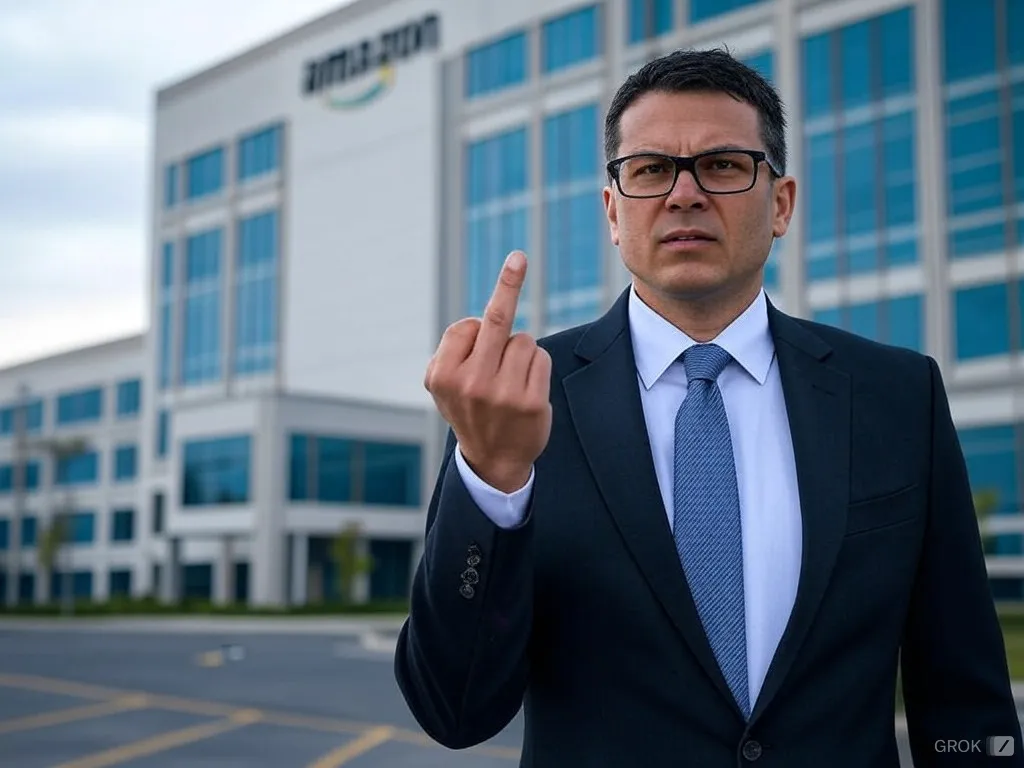 Amazon-manager-flipping-the-middle-finger