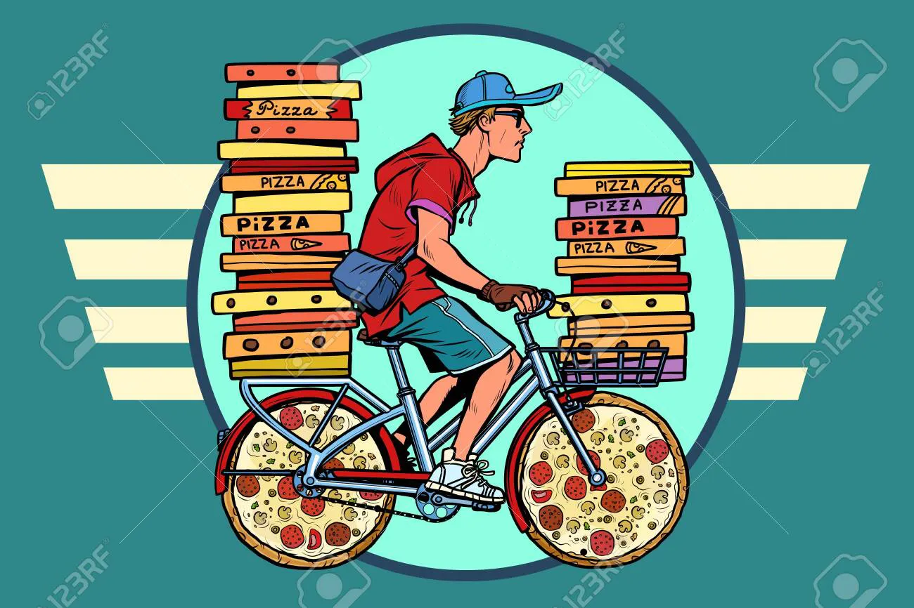 127477035-delivery-de-pizza-servicio-de-mensajería-en-bicicleta-dibujo-de-ilustración-de-vector-retro-pop